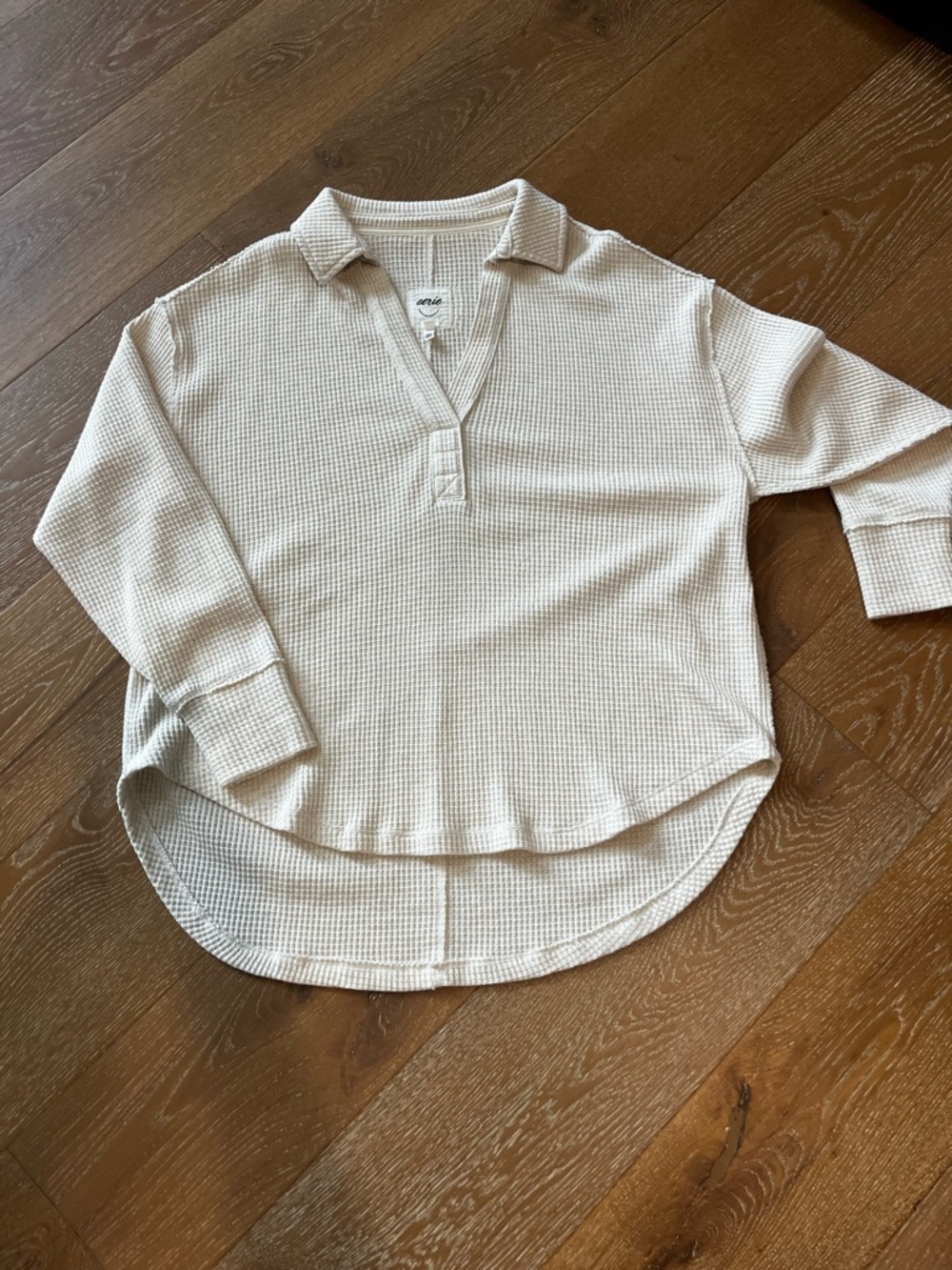 aerie NWOT Cream Waffle Knit Long Sleeve Top - Picture 2 of 10